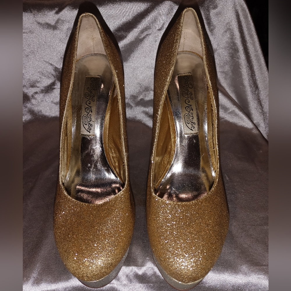 Naughty monkey gold glitter with some silver glitter chunky platforms 6 - Picture 6 of 12